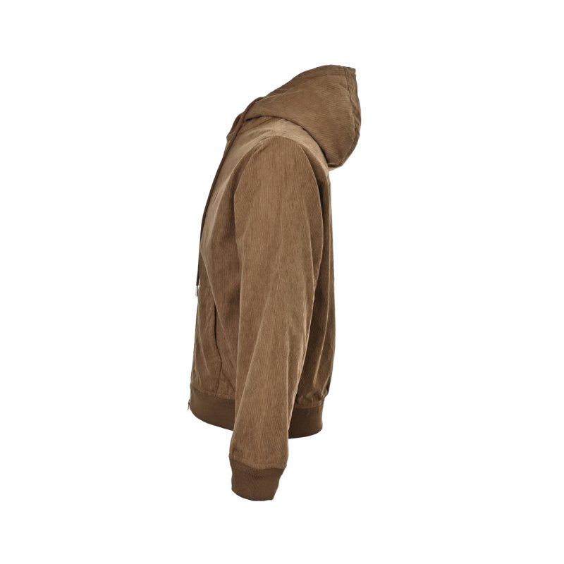 Brown Corduroy Zip Hoodie Jacket view