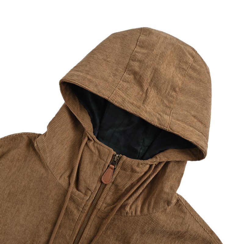Brown Corduroy Zip Hoodie Jacket view