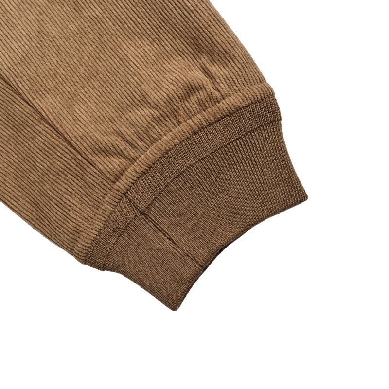 Brown Corduroy Zip Hoodie Jacket view