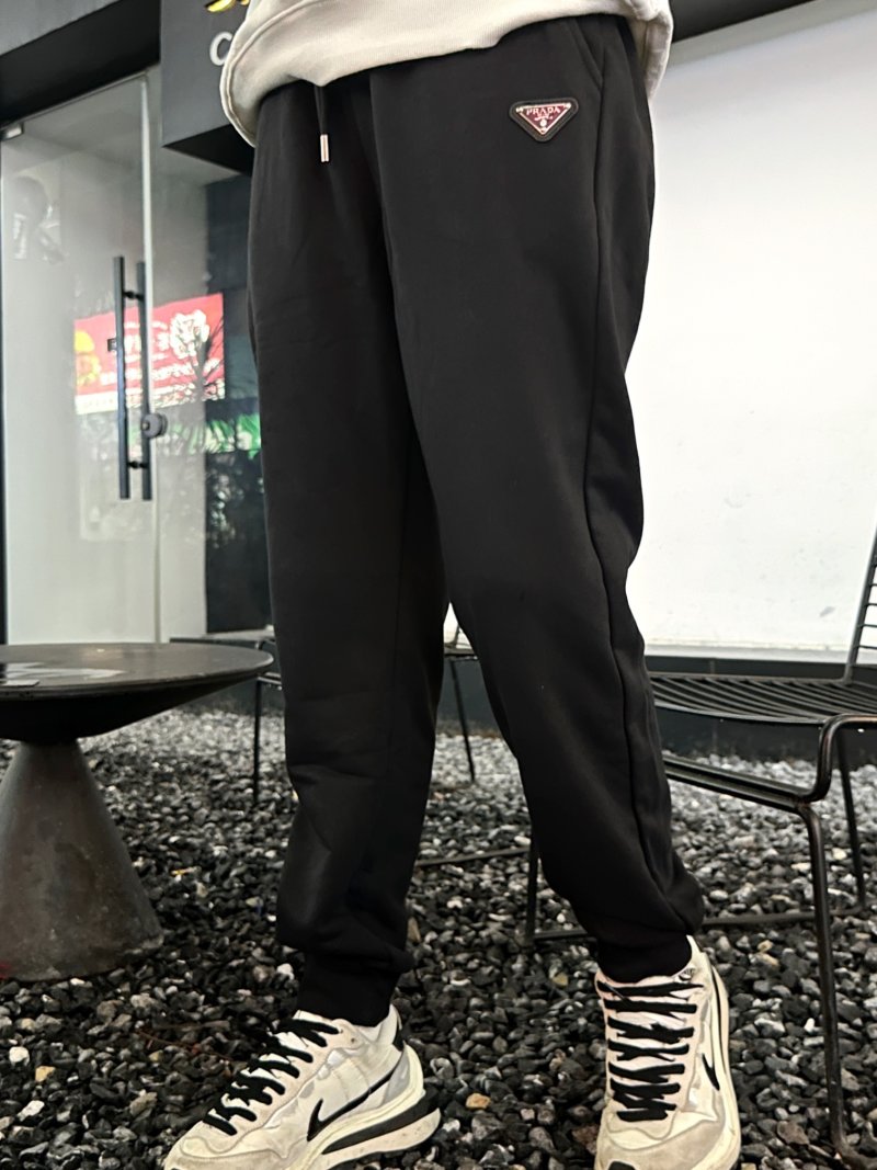 Prada Black Triangle Logo Jogger Pants