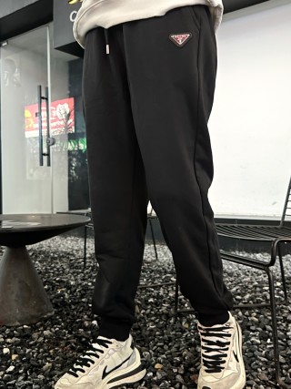 Prada Black Triangle Logo Jogger Pants