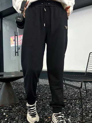 Prada Black Triangle Logo Jogger Pants view 2