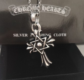 Chrome Hearts Evil Eye Cross Pendant Silver Chain Necklace view 6