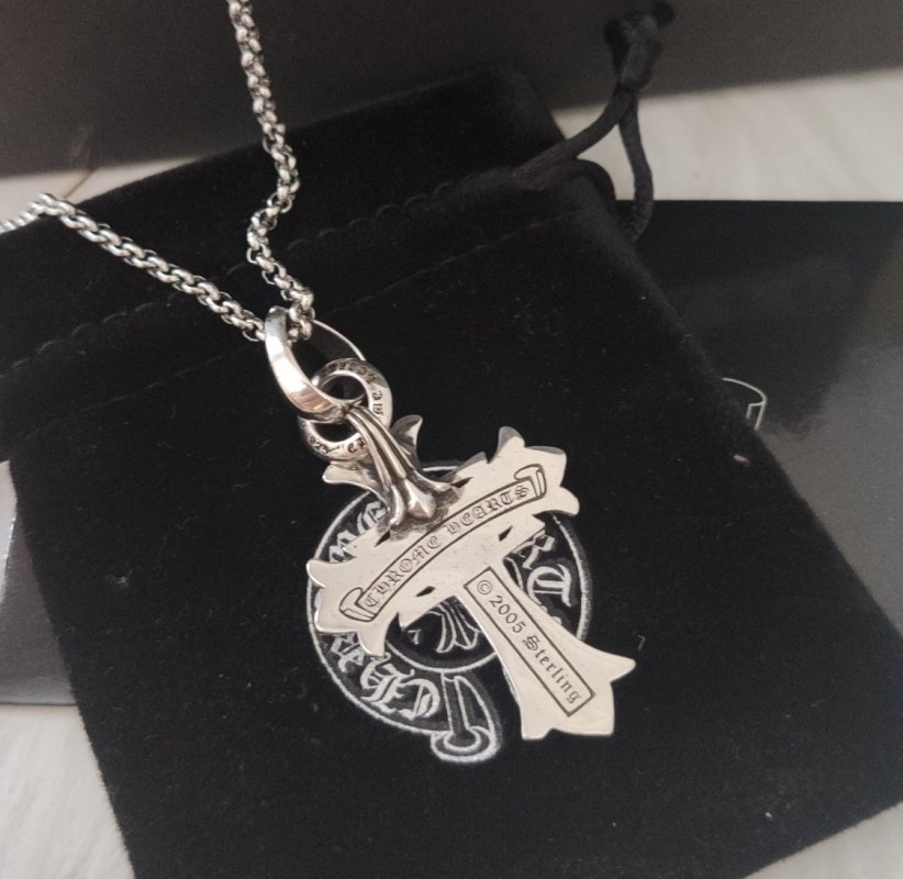 Chrome Hearts Evil Eye Cross Pendant Silver Chain Necklace view