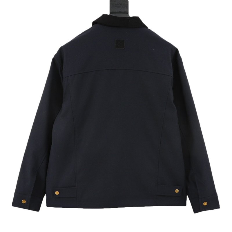 Navy Blue Denim Jacket with Black Pocket Detail view