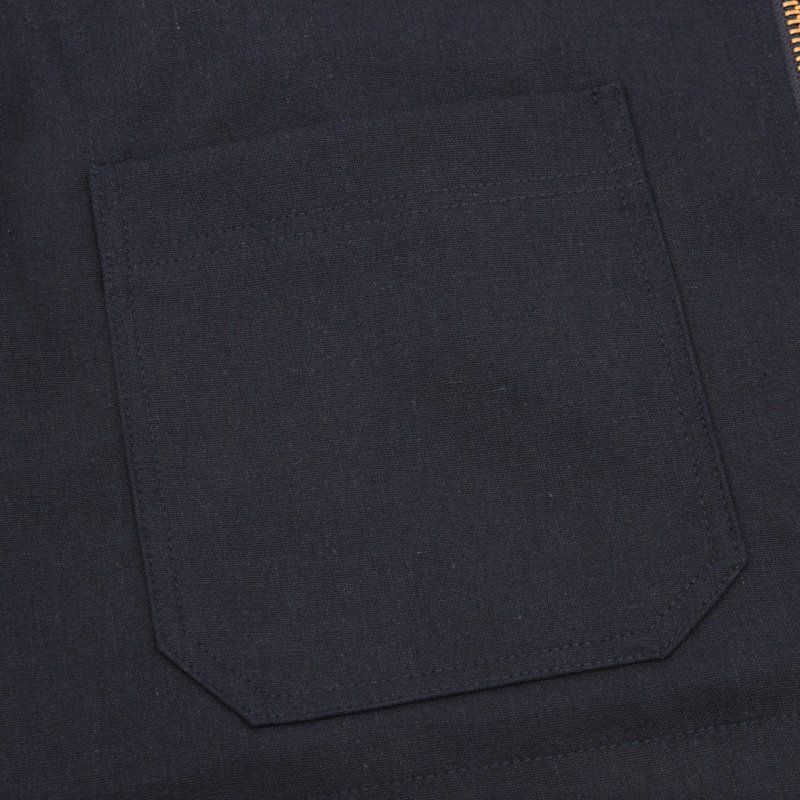Navy Blue Denim Jacket with Black Pocket Detail view