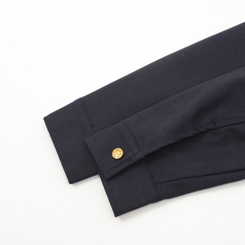Navy Blue Denim Jacket with Black Pocket Detail view