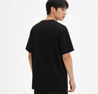 Black T-Shirt with Teal Heart Graphic Print view 2