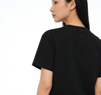 Black T-Shirt with Teal Heart Graphic Print view 4