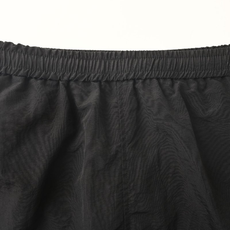 Black Nylon Shorts with Checkered Side Stripe view