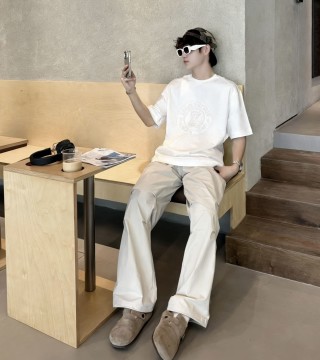 Essentials White Graphic Crew Neck T-Shirt view 3