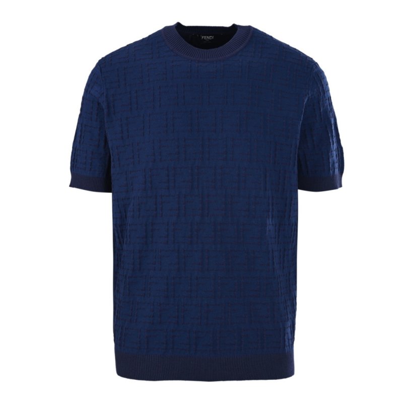 Navy Blue Knit Short Sleeve T-Shirt view
