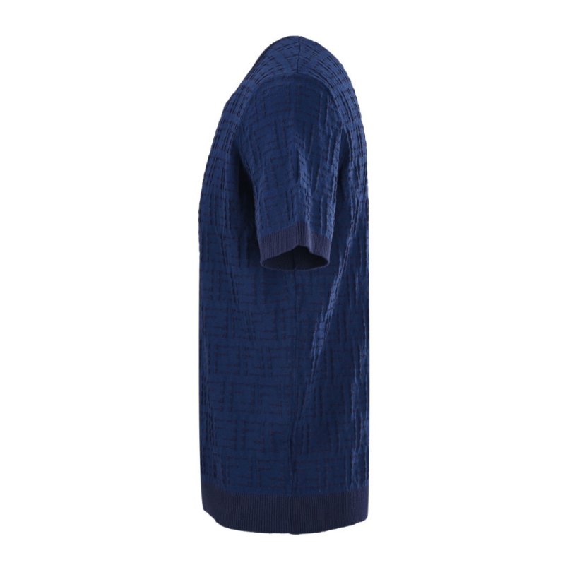 Navy Blue Knit Short Sleeve T-Shirt view