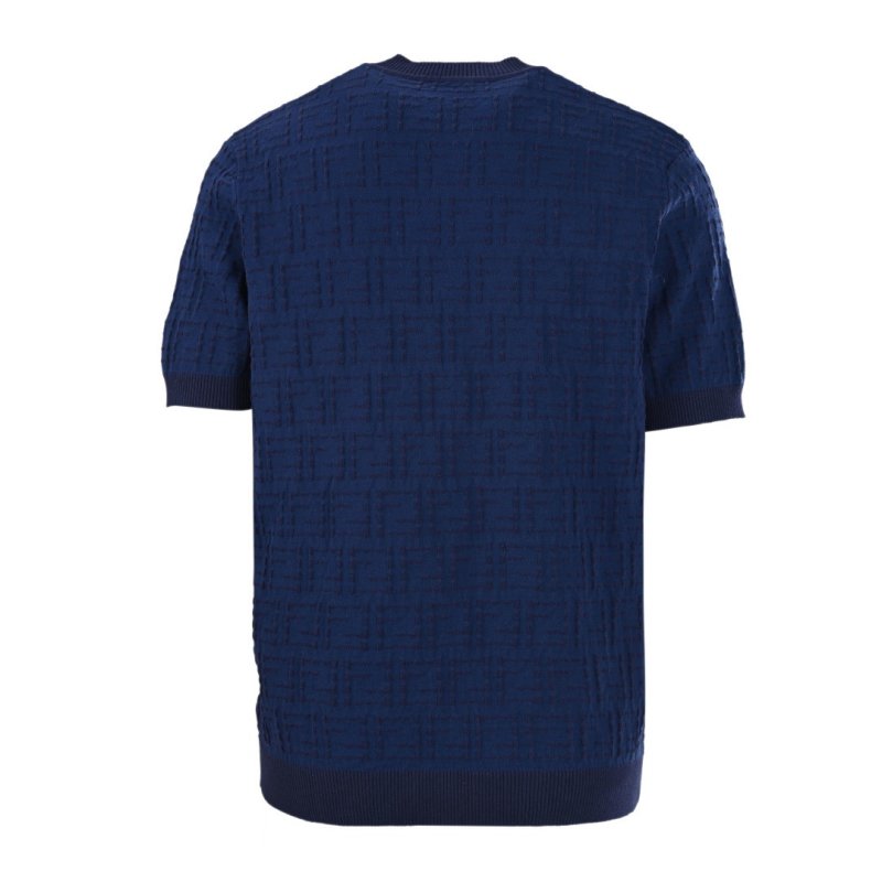 Navy Blue Knit Short Sleeve T-Shirt view