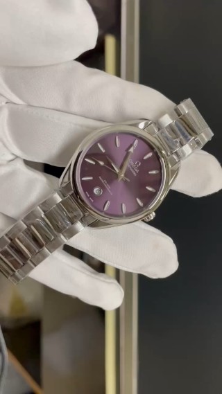 Omega Seamaster Purple Dial Steel Watch
