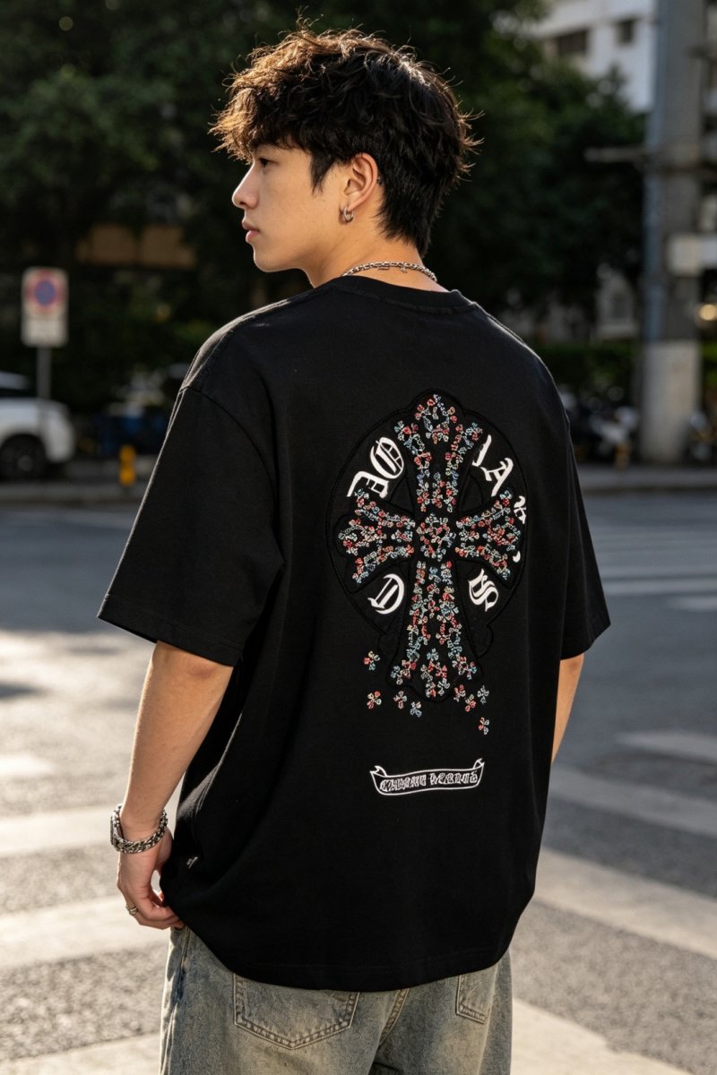 Chrome Hearts Black Cross Floral T-Shirt