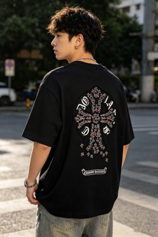 Chrome Hearts Black Cross Floral T-Shirt