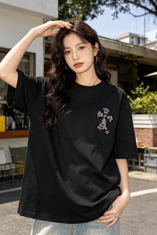 Chrome Hearts Black Cross Floral T-Shirt view 2