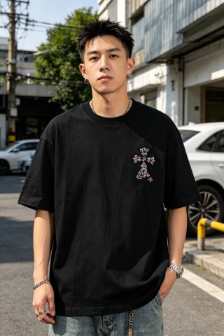 Chrome Hearts Black Cross Floral T-Shirt view 3