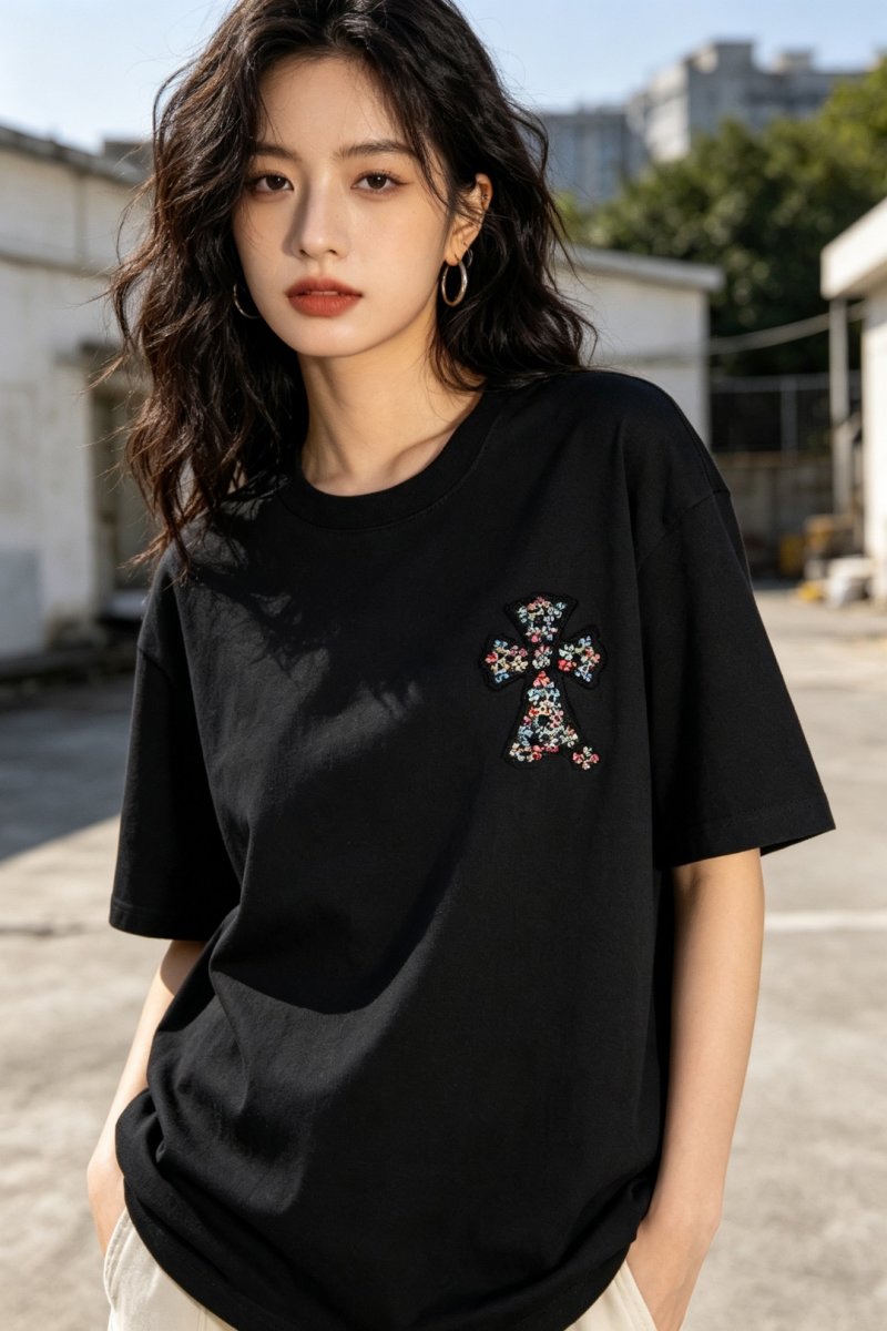 Chrome Hearts Black Cross Floral T-Shirt view