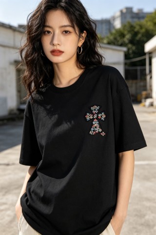 Chrome Hearts Black Cross Floral T-Shirt view 4