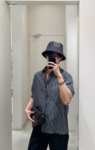 Essentials Monogram Short Sleeve Shirt - Charcoal