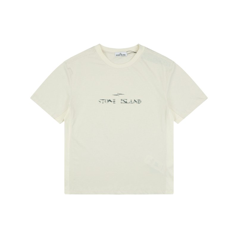 Stone Island Cream Logo Short Sleeve T-Shirt view