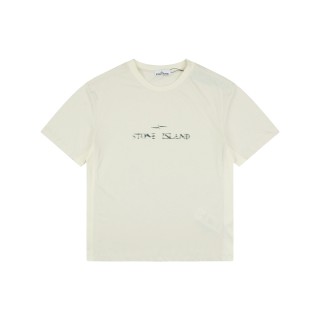 Stone Island Cream Logo Short Sleeve T-Shirt view 3