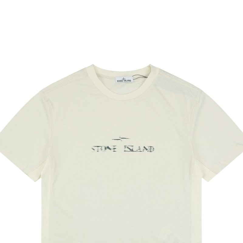 Stone Island Cream Logo Short Sleeve T-Shirt view