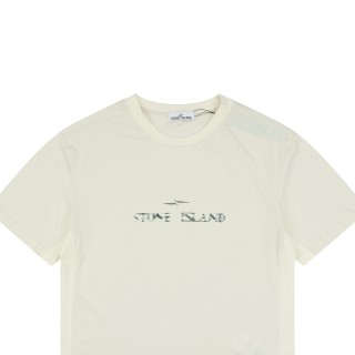Stone Island Cream Logo Short Sleeve T-Shirt view 5