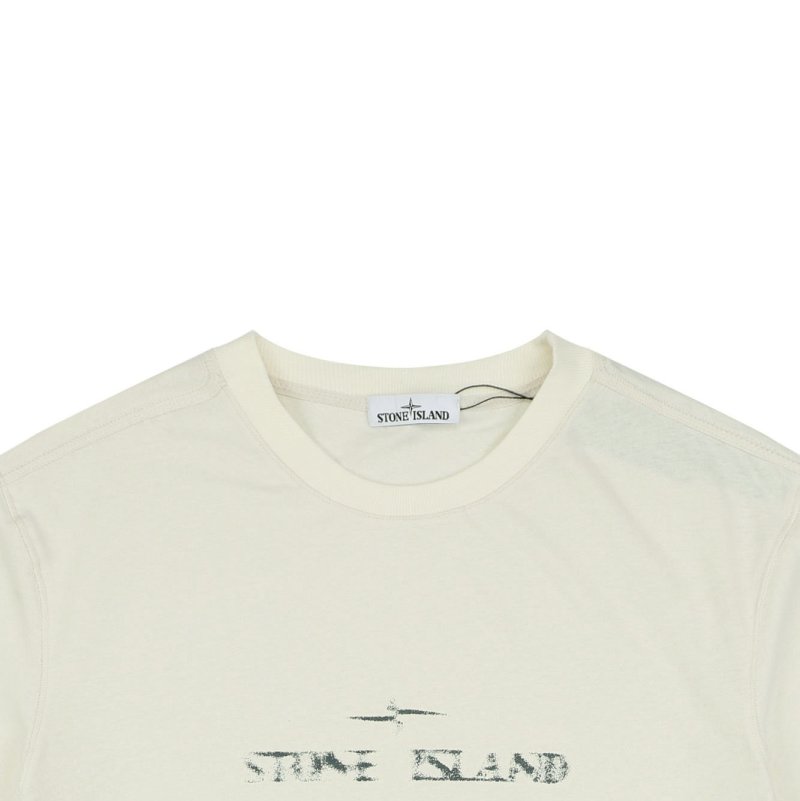 Stone Island Cream Logo Short Sleeve T-Shirt view