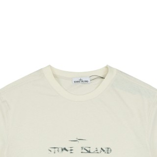 Stone Island Cream Logo Short Sleeve T-Shirt view 6
