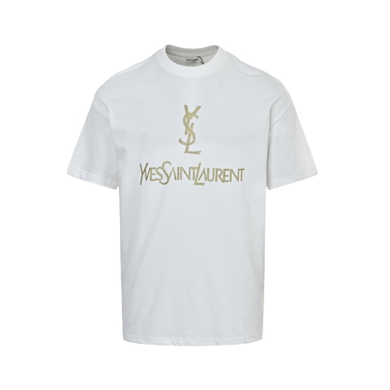 YSL Gold Logo White T-Shirt view