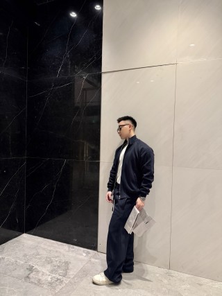 Navy Blue Relaxed Fit Casual Pants view 3
