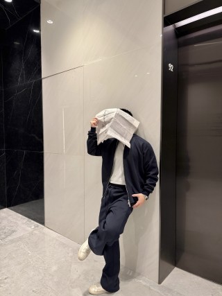 Navy Blue Relaxed Fit Casual Pants view 4