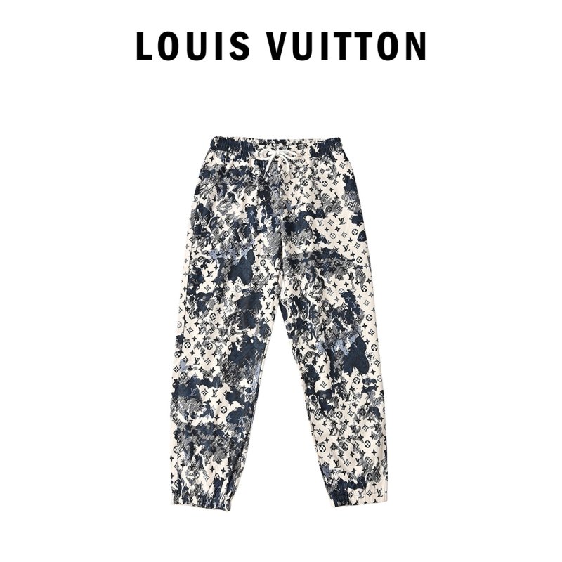 Louis Vuitton Monogram Patchwork Track Pants Navy White view