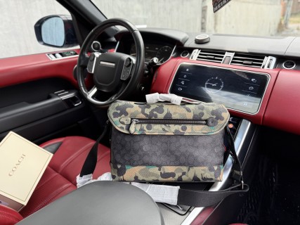 Coach League 36 Leopard Canvas Messenger Bag Black view 2