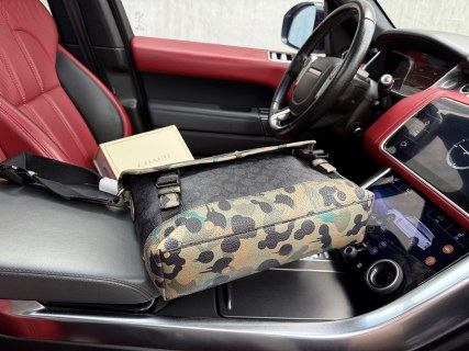 Coach League 36 Leopard Canvas Messenger Bag Black view 7