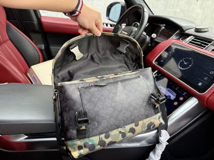 Coach League 36 Leopard Canvas Messenger Bag Black view 8