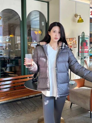 Grey Puffer Down Jacket with Hood view 9