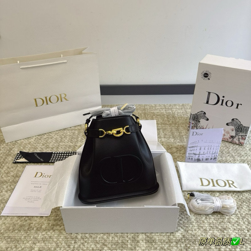 Dior Cest Bucket Bag Black Gold Hardware