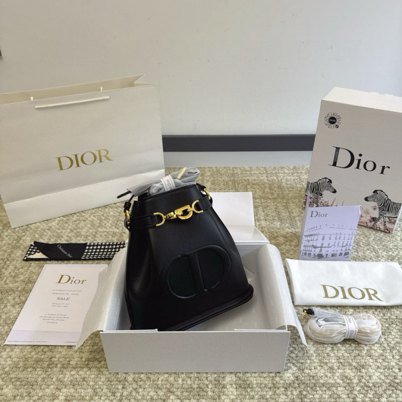 Dior Cest Bucket Bag Black Gold Hardware view
