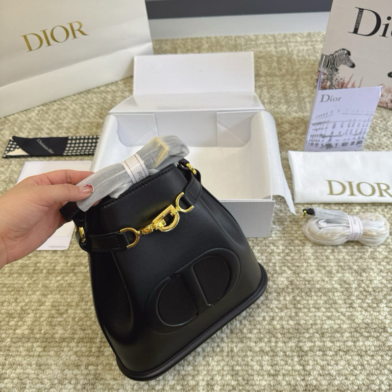 Dior Cest Bucket Bag Black Gold Hardware view