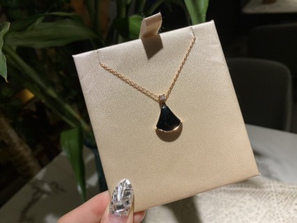 Bulgari Black Onyx Drop Pendant Necklace Gold