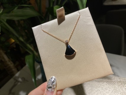 Bulgari Black Onyx Drop Pendant Necklace Gold view 2