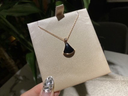 Bulgari Black Onyx Drop Pendant Necklace Gold view 3