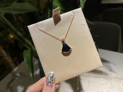 Bulgari Black Onyx Drop Pendant Necklace Gold view 4