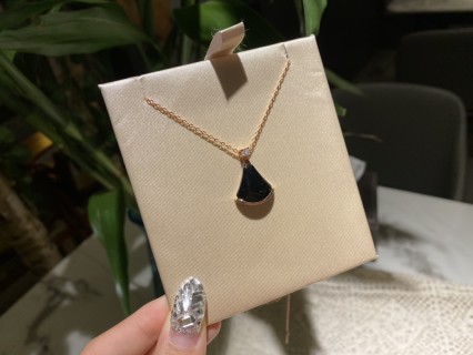 Bulgari Black Onyx Drop Pendant Necklace Gold view 5