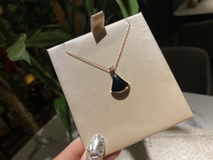 Bulgari Black Onyx Drop Pendant Necklace Gold view 8