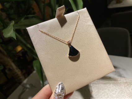 Bulgari Black Onyx Drop Pendant Necklace Gold view 9